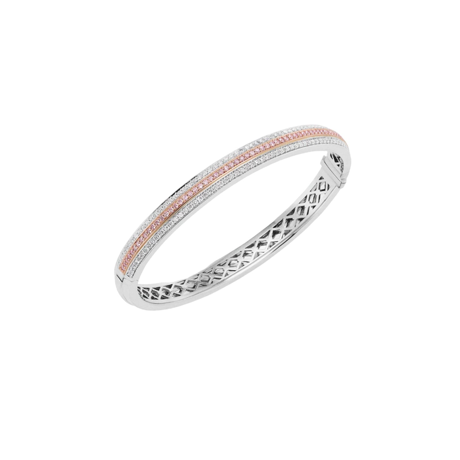 J Fine 18K Pink Gold & Platinum Argyle Pink™ Diamond Three Row Cuff Bracelet