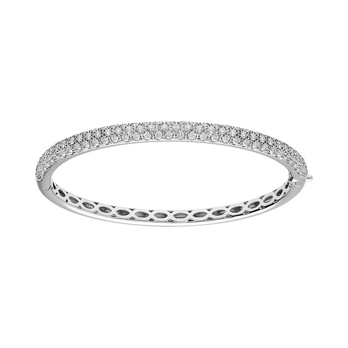 Betteridge 18k White Gold 2.08cttw 3 Row Diamond Hinged Bangle