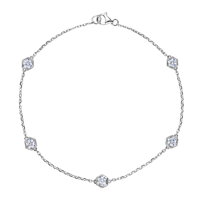 Betteridge 18k White Gold 0.51cttw Diamond Hexagonal Station Bracelet