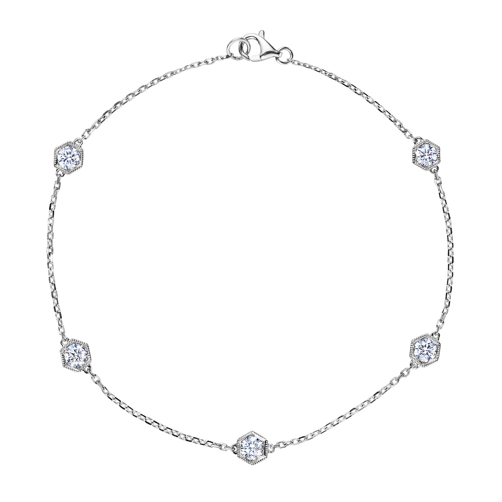 Betteridge 18k White Gold 0.51cttw Diamond Hexagonal Station Bracelet