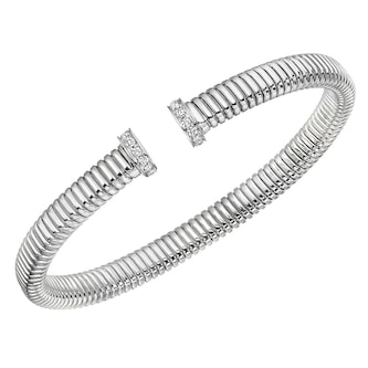 Betteridge 18k White Gold 0.25cttw Diamond Tubogas Cuff Bracelet
