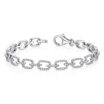 Uneek 18k White Gold 1.62cttw Diamond Rectangle Link Bracelet 7"