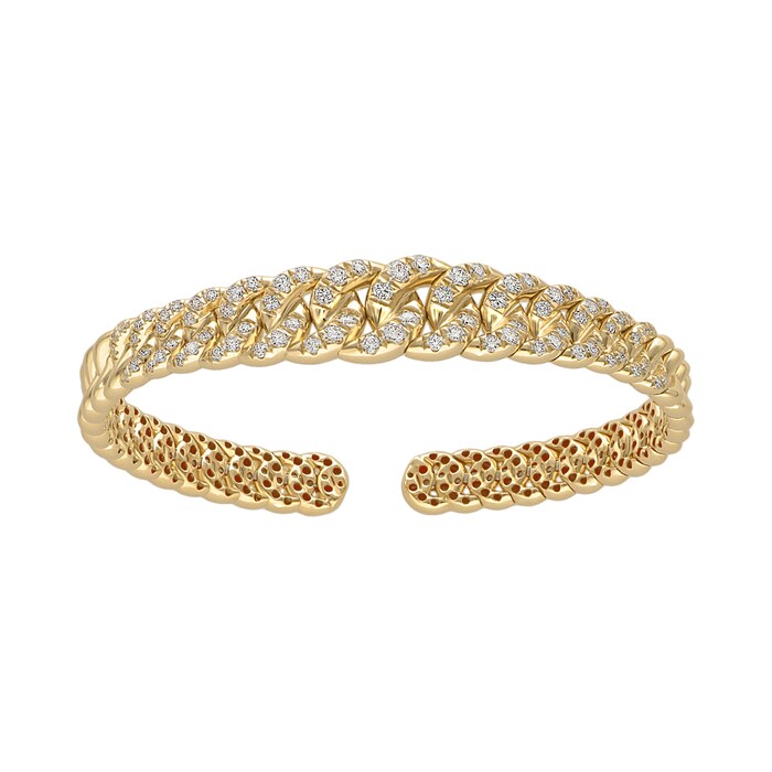 Betteridge 18k Yellow Gold 1.44cttw Diamond Graduated Curb Link Cuff Bracelet