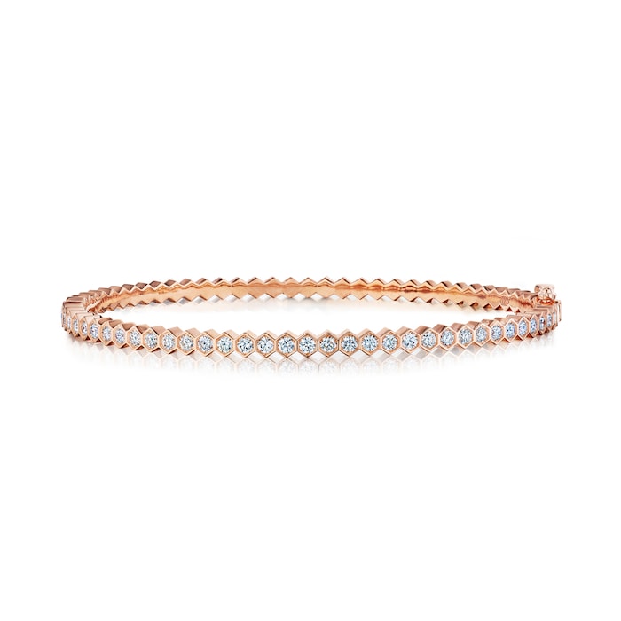 Betteridge 18k Rose Gold 0.96cttw Diamond Hexagonal Hinged Bangle