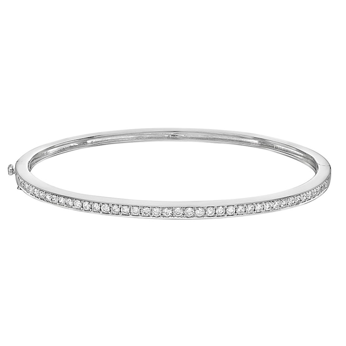 Betteridge 18k White Gold 0.80cttw Diamond Hinged Bangle