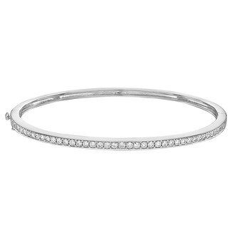 Betteridge 18k White Gold 0.80cttw Diamond Hinged Bangle