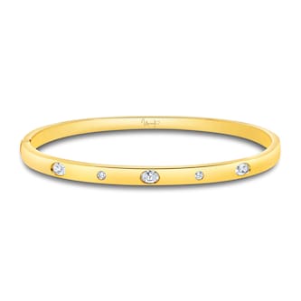 Mayors 18K Yellow Gold 0.64cttw Mixed Cut Diamond Station Bangle