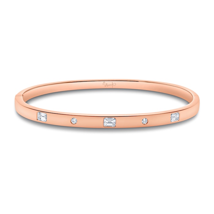 Mayors 18K Rose Gold 0.69cttw Mixed Cut Diamond Station Bangle