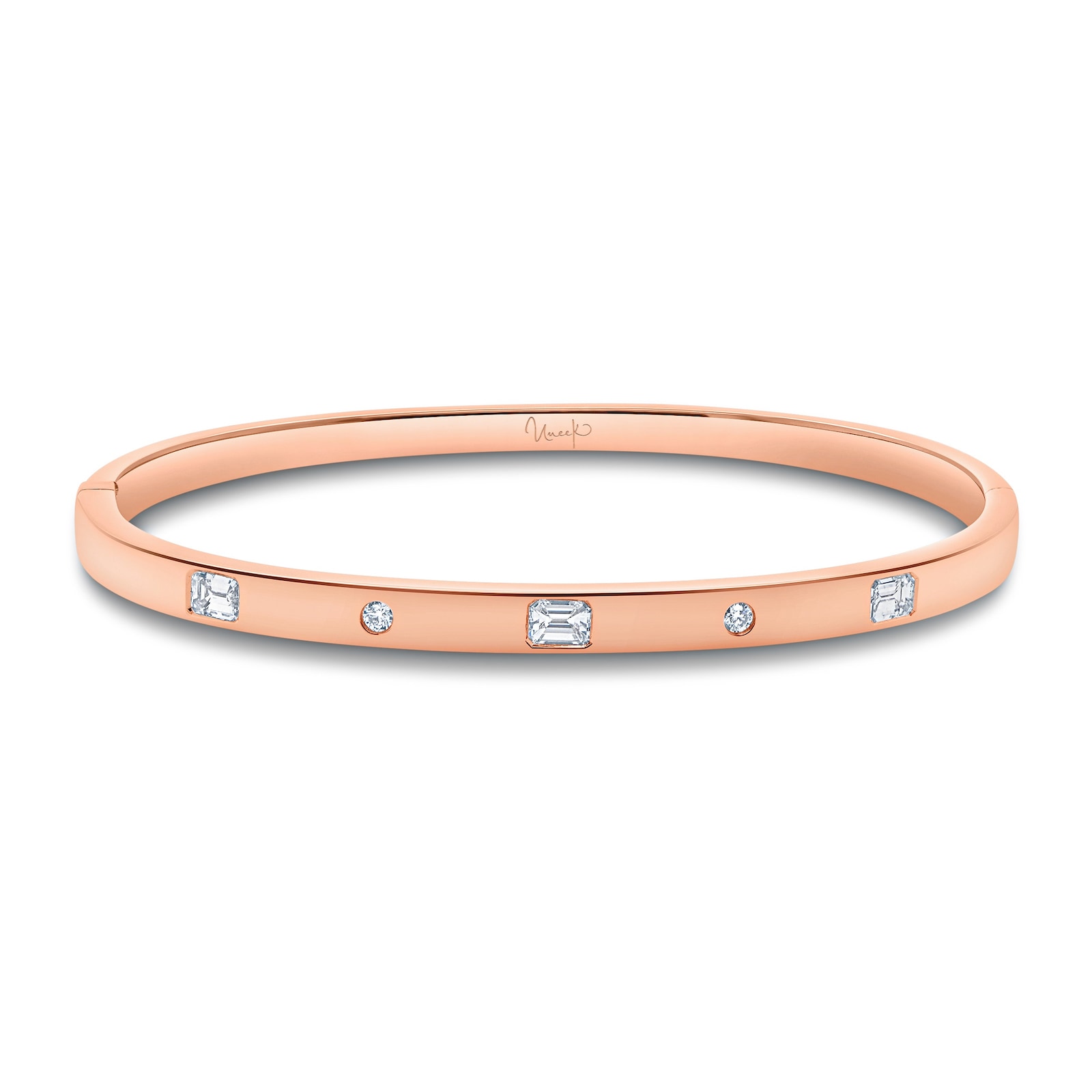 Mayors 18K Rose Gold 0.69cttw Mixed Cut Diamond Station Bangle