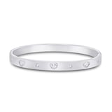 Mayors 18K White Gold 0.14cttw Round Cut & 0.54cttw Heart Cut Diamond Station Bangle