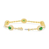 WOS 18K Yellow Gold Emerald & Diamond Tennis Bracelet