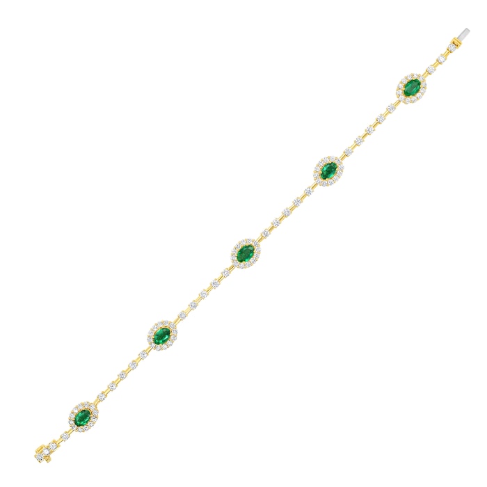 WOS 18K Yellow Gold Emerald & Diamond Tennis Bracelet