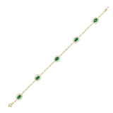 WOS 18K Yellow Gold Emerald & Diamond Tennis Bracelet