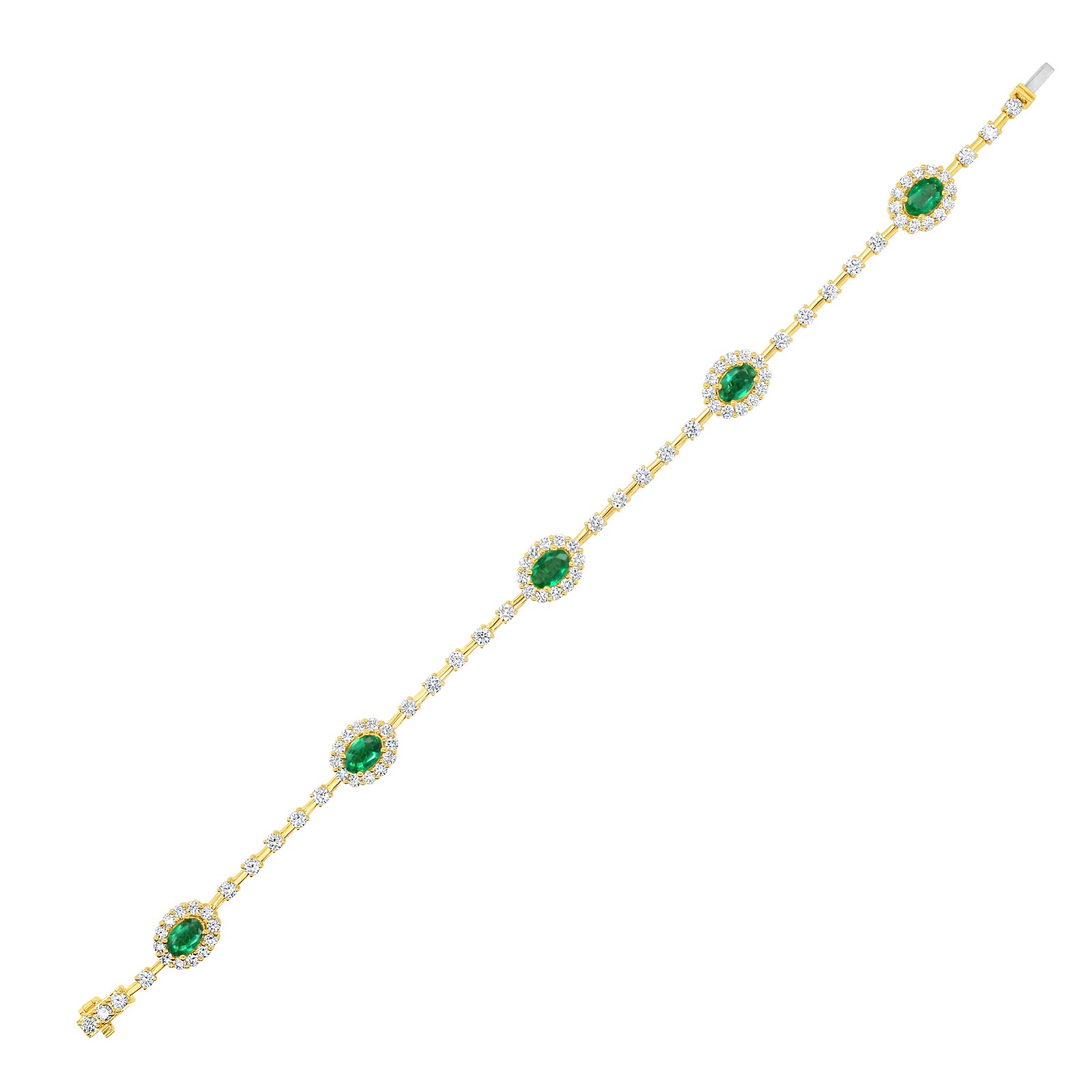 WOS 18K Yellow Gold Emerald & Diamond Tennis Bracelet