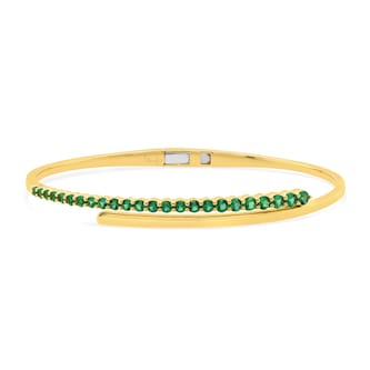 WOS 18K Yellow Gold Emerald Cuff Bangle