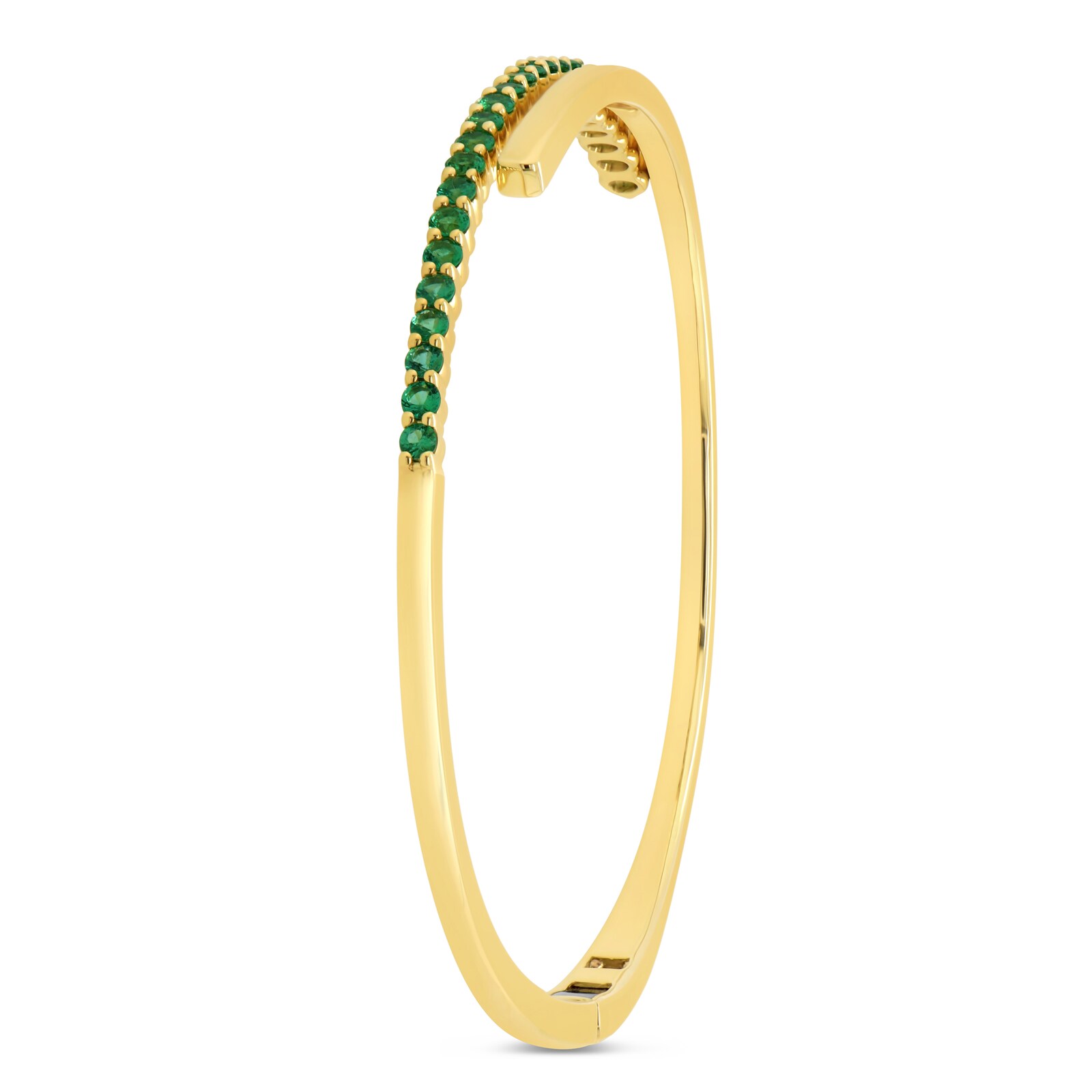 WOS 18K Yellow Gold Emerald Cuff Bangle