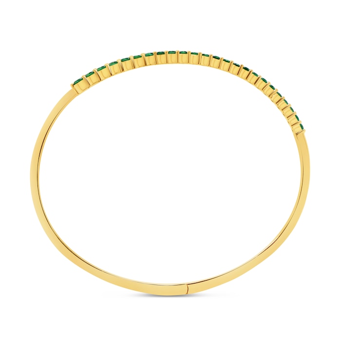 WOS 18K Yellow Gold Emerald Cuff Bangle