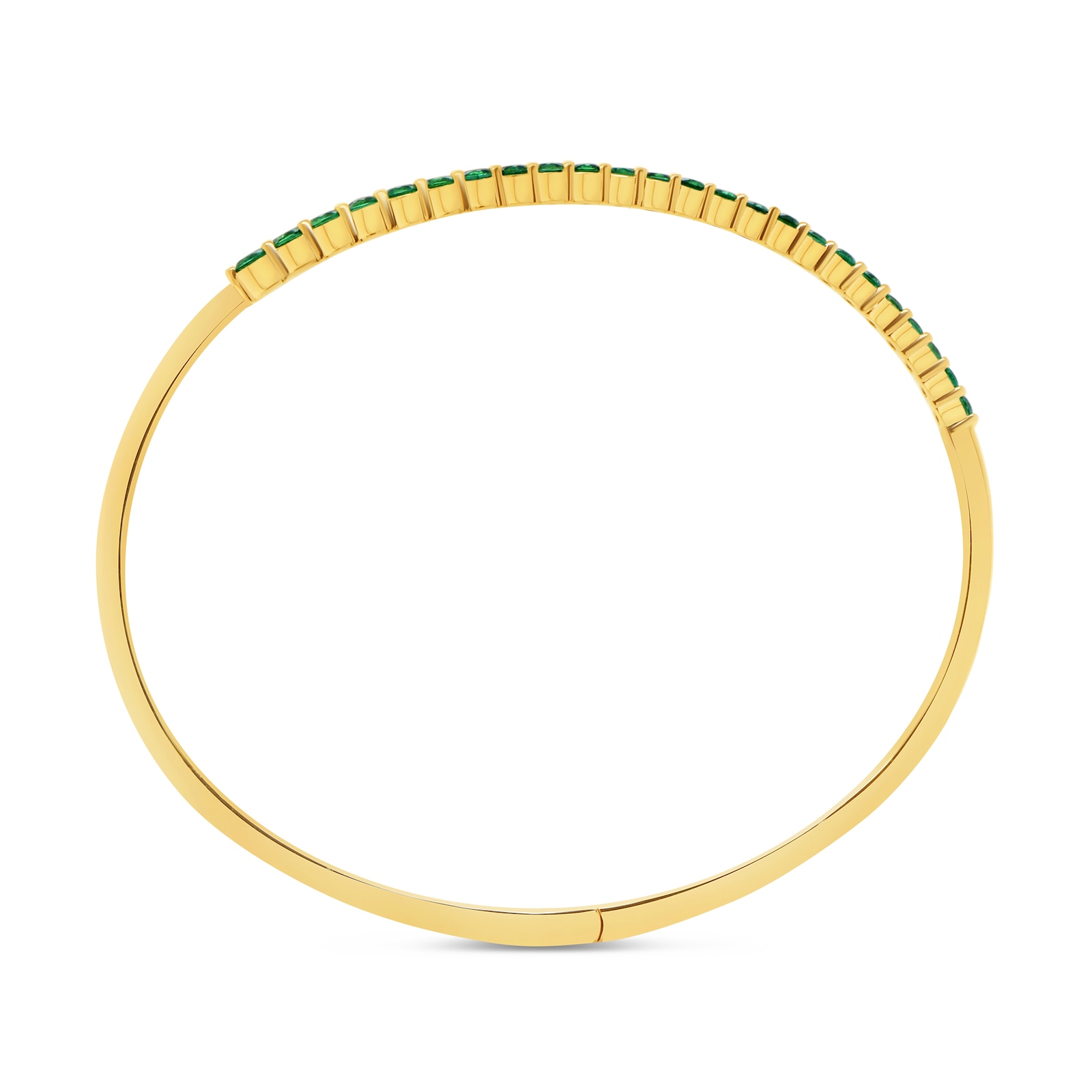 WOS 18K Yellow Gold Emerald Cuff Bangle