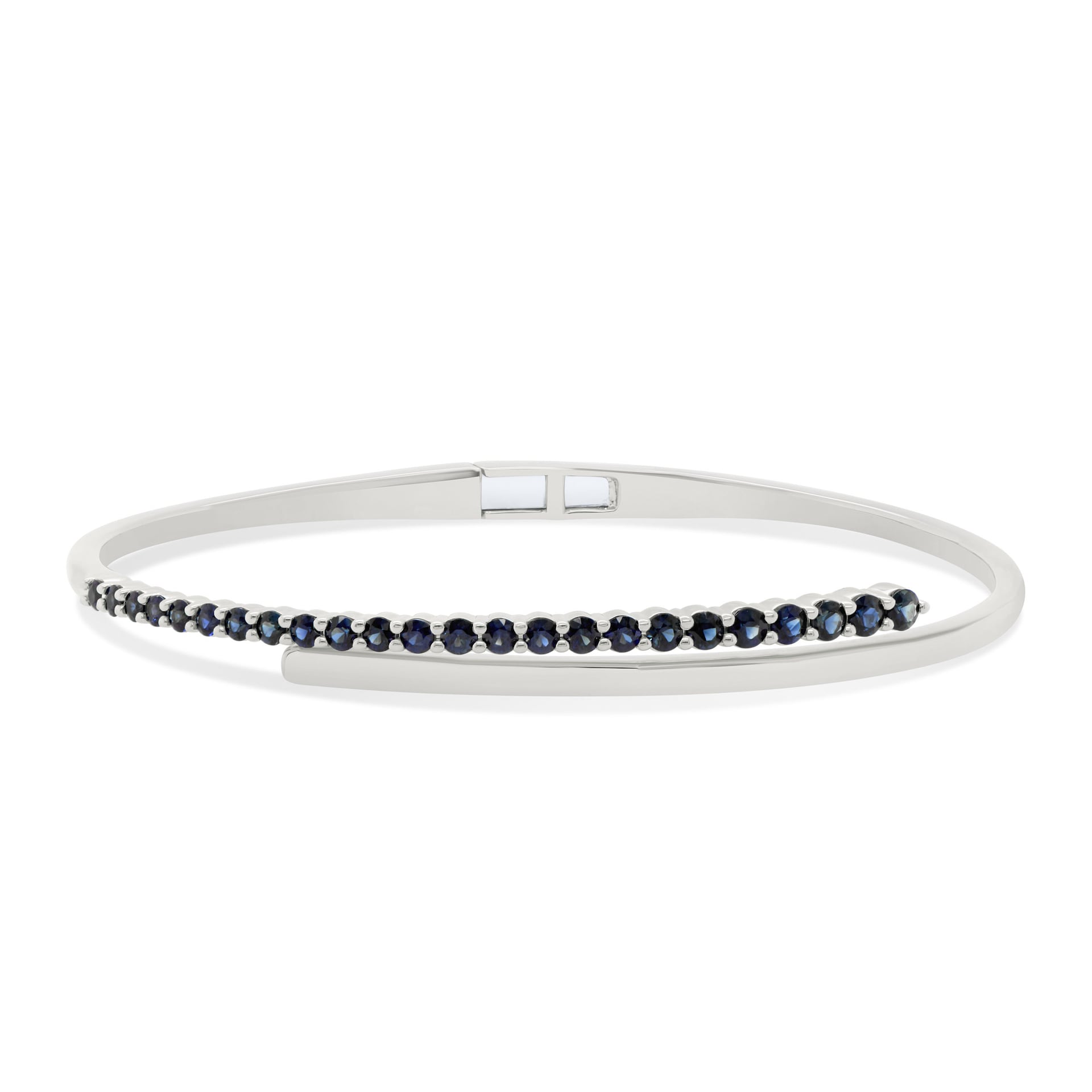 WOS 18K White Gold Blue Sapphire Cuff Bangle WOS 18K White Gold Blue Sapphire Cuff Bangle