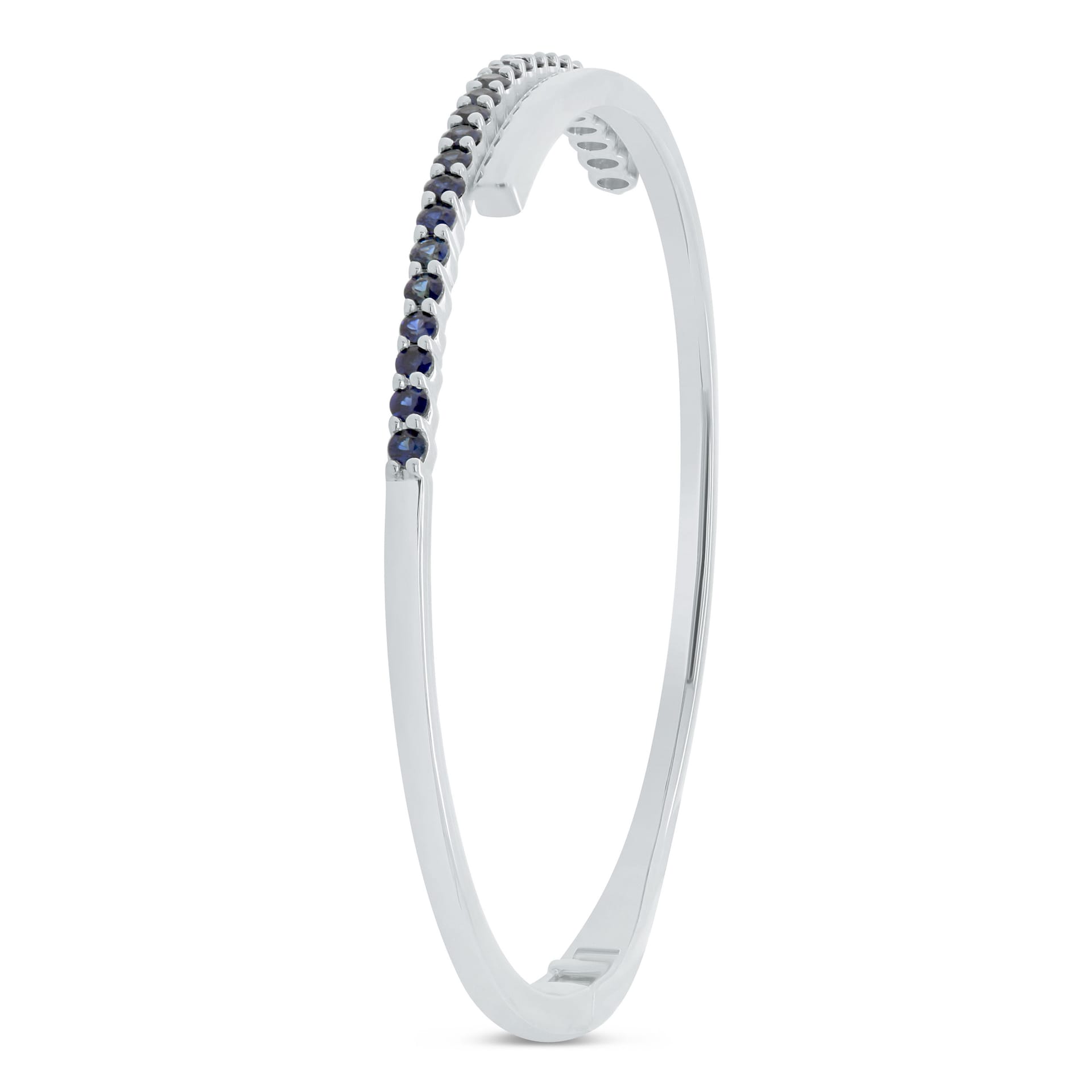 WOS 18K White Gold Blue Sapphire Cuff Bangle WOS 18K White Gold Blue Sapphire Cuff Bangle