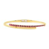 WOS 18K Yellow Gold Ruby Cuff Bangle