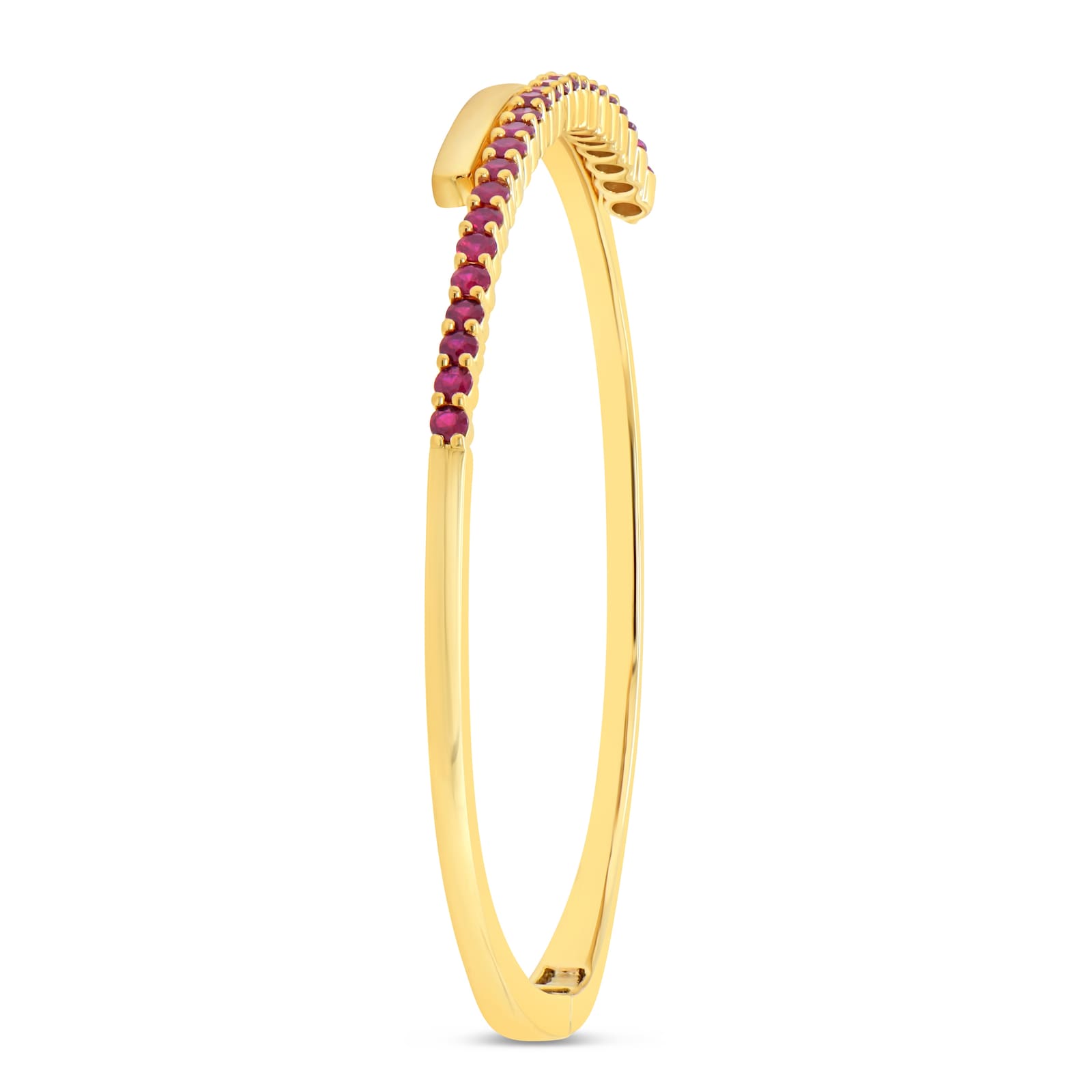 WOS 18K Yellow Gold Ruby Cuff Bangle