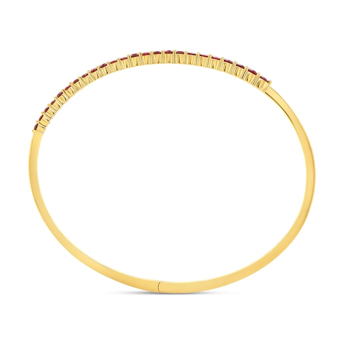 WOS 18K Yellow Gold Ruby Cuff Bangle