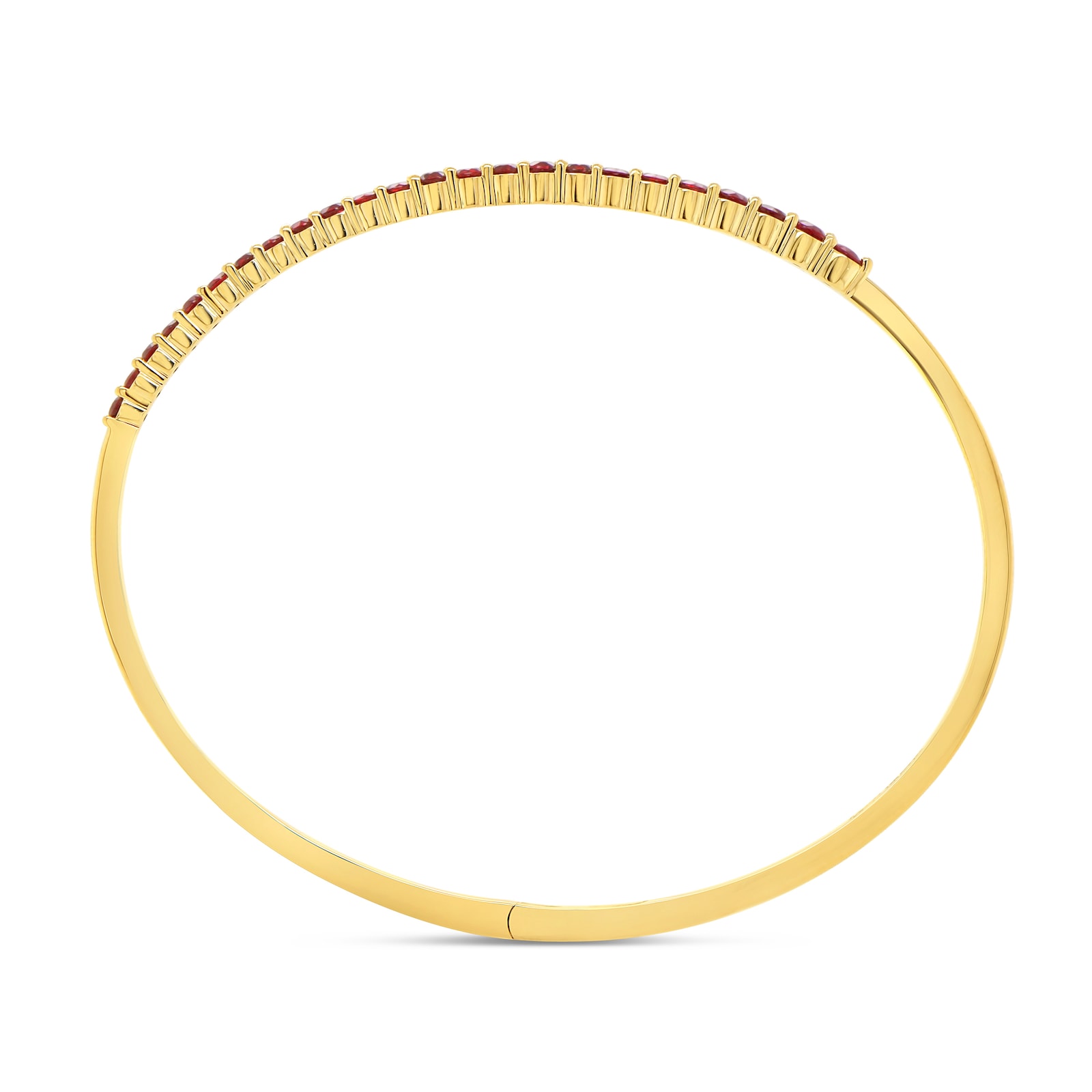 WOS 18K Yellow Gold Ruby Cuff Bangle