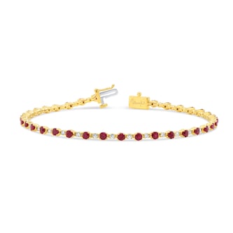 WOS 18K Yellow Gold Ruby & Diamond Bracelet
