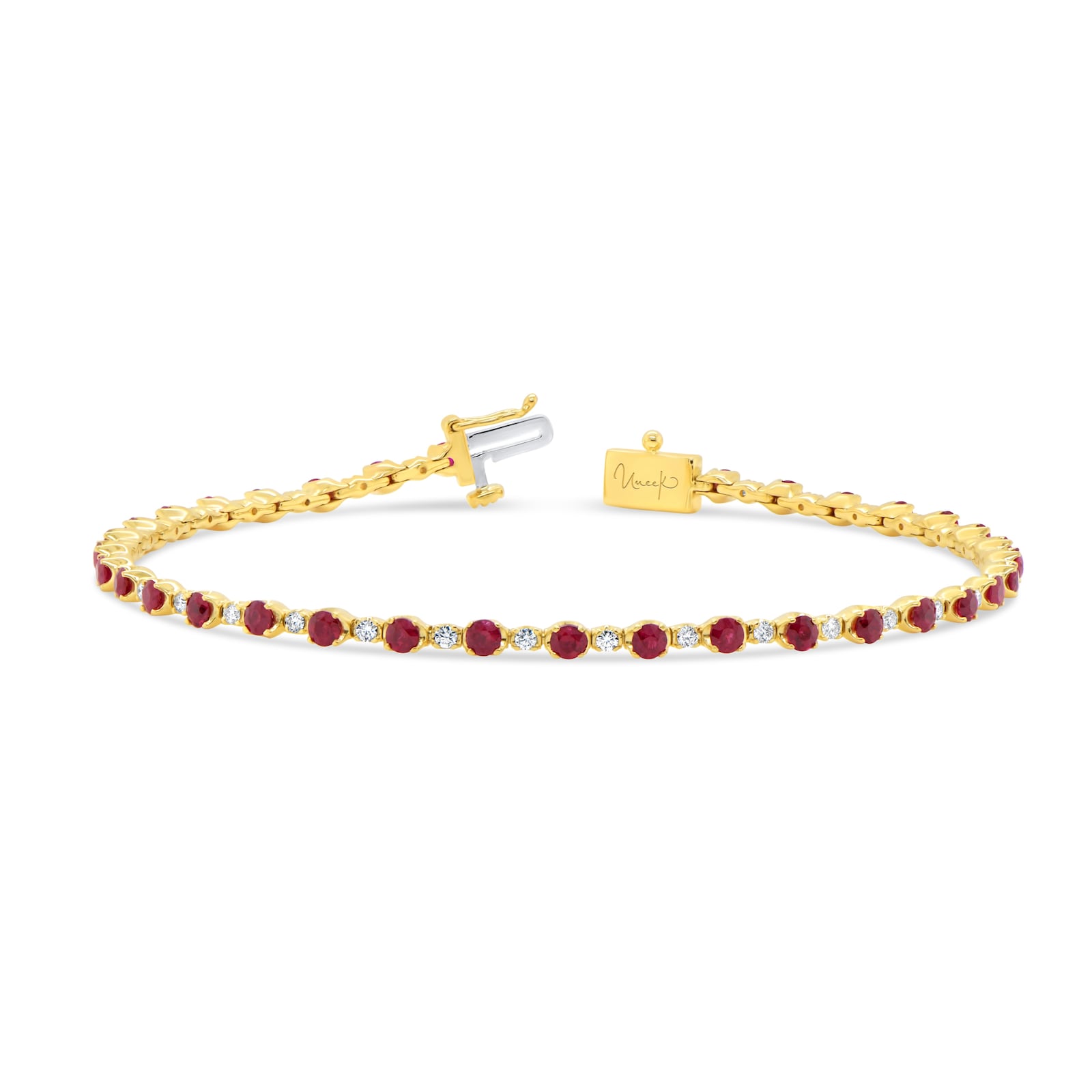 WOS 18K Yellow Gold Ruby & Diamond Bracelet