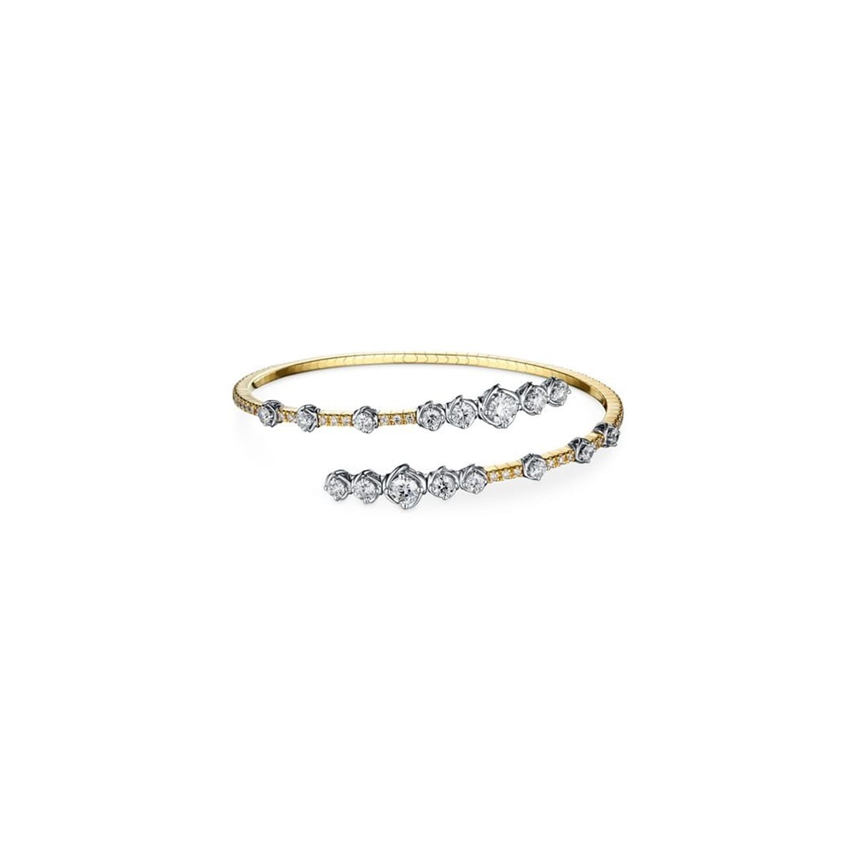 WOS 18K Yellow & White Gold Round Brilliant Cut Diamond Bracelet