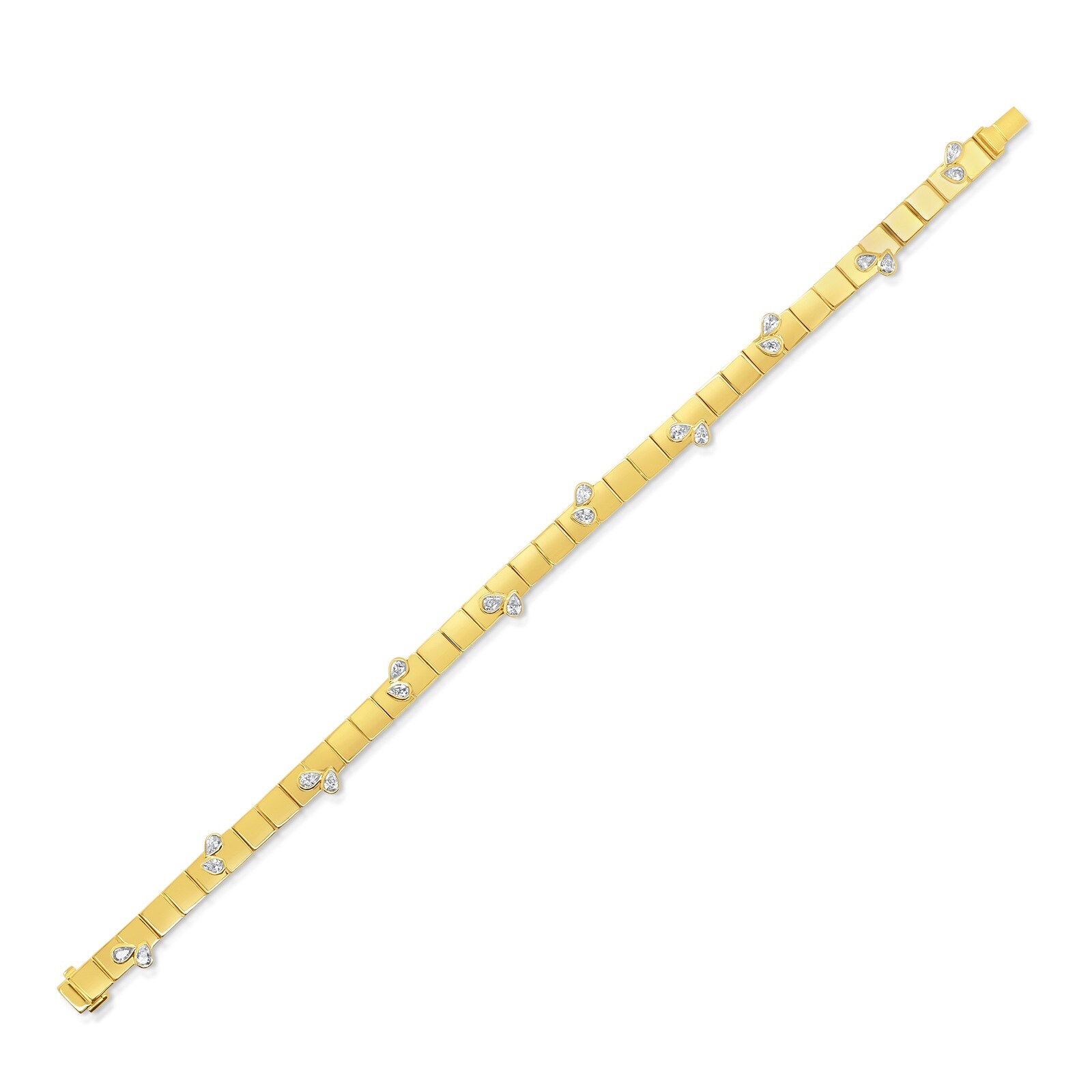 18K Yellow Gold 0.91cttw Pear Cut Diamond Bangle