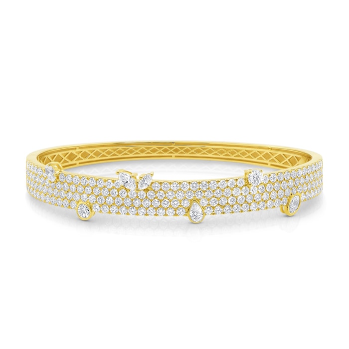 18K Yellow Gold 4.97cttw Mixed Cut Diamond Bangle - Size Medium