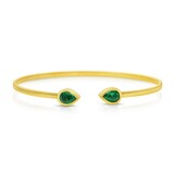 18K White Gold 1.19cttw Pear-Shaped Emerald Bangle