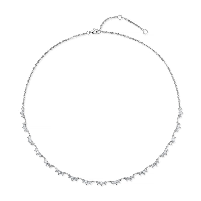 Mayors 18K White Gold 3.47ctw Diamond Trinity Line Necklace