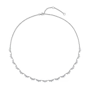 Mayors 18K White Gold 3.47ctw Diamond Trinity Line Necklace