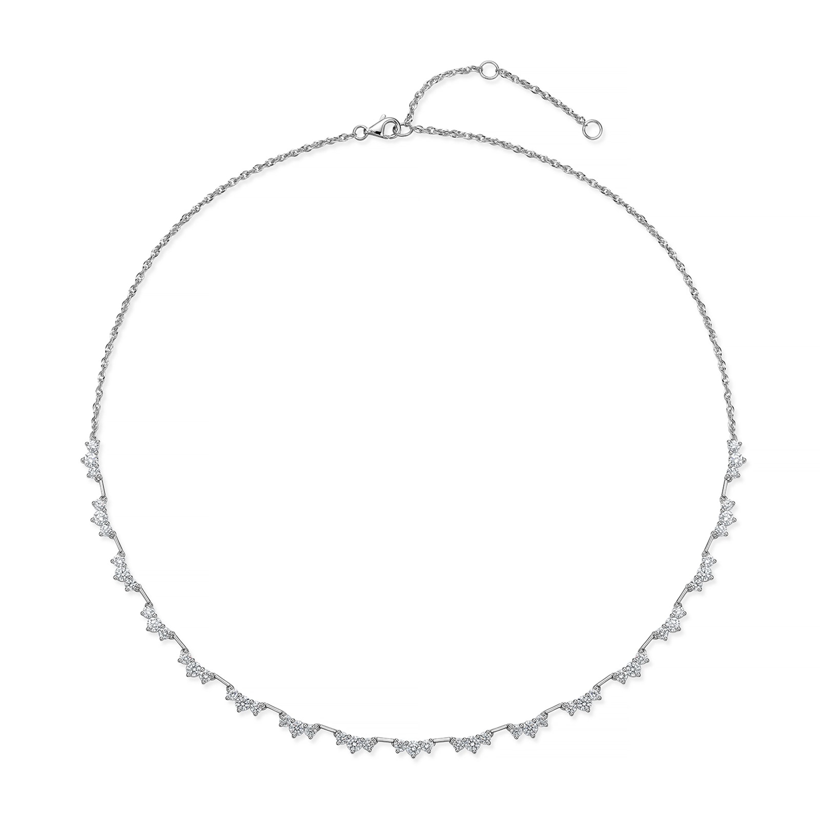 Mayors 18K White Gold 3.47ctw Diamond Trinity Line Necklace