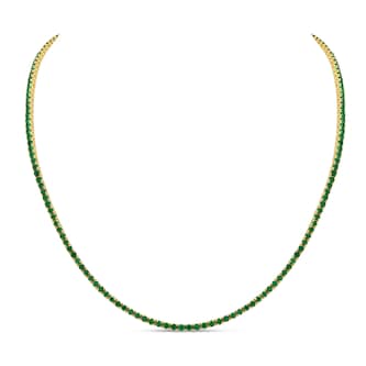 WOS 18K Yellow Gold Emerald Tennis Necklace