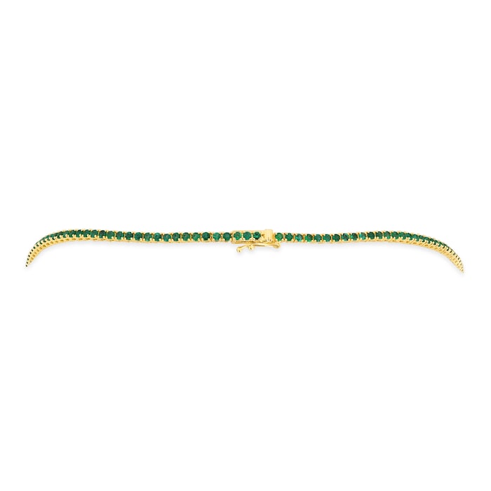 WOS 18K Yellow Gold Emerald Tennis Necklace