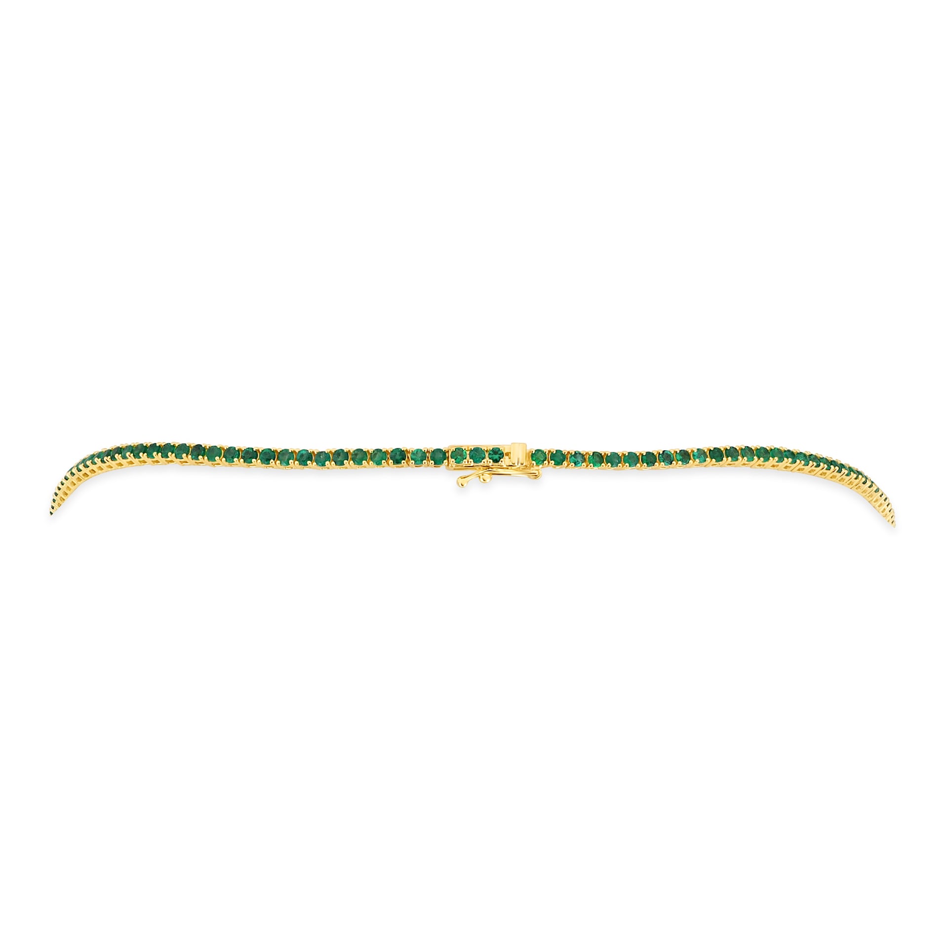 WOS 18K Yellow Gold Emerald Tennis Necklace WOS 18K Yellow Gold Emerald Tennis Necklace