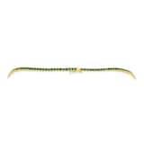 WOS 18K Yellow Gold Emerald Tennis Necklace