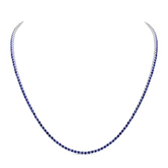 WOS 18K White Gold Blue Sapphire Tennis Necklace