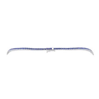 WOS 18K White Gold Blue Sapphire Tennis Necklace