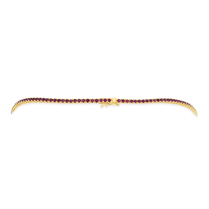 WOS 18K Yellow Gold Ruby Tennis Necklace