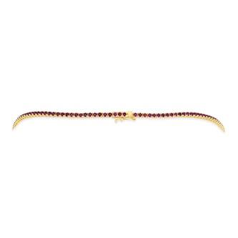 WOS 18K Yellow Gold Ruby Tennis Necklace
