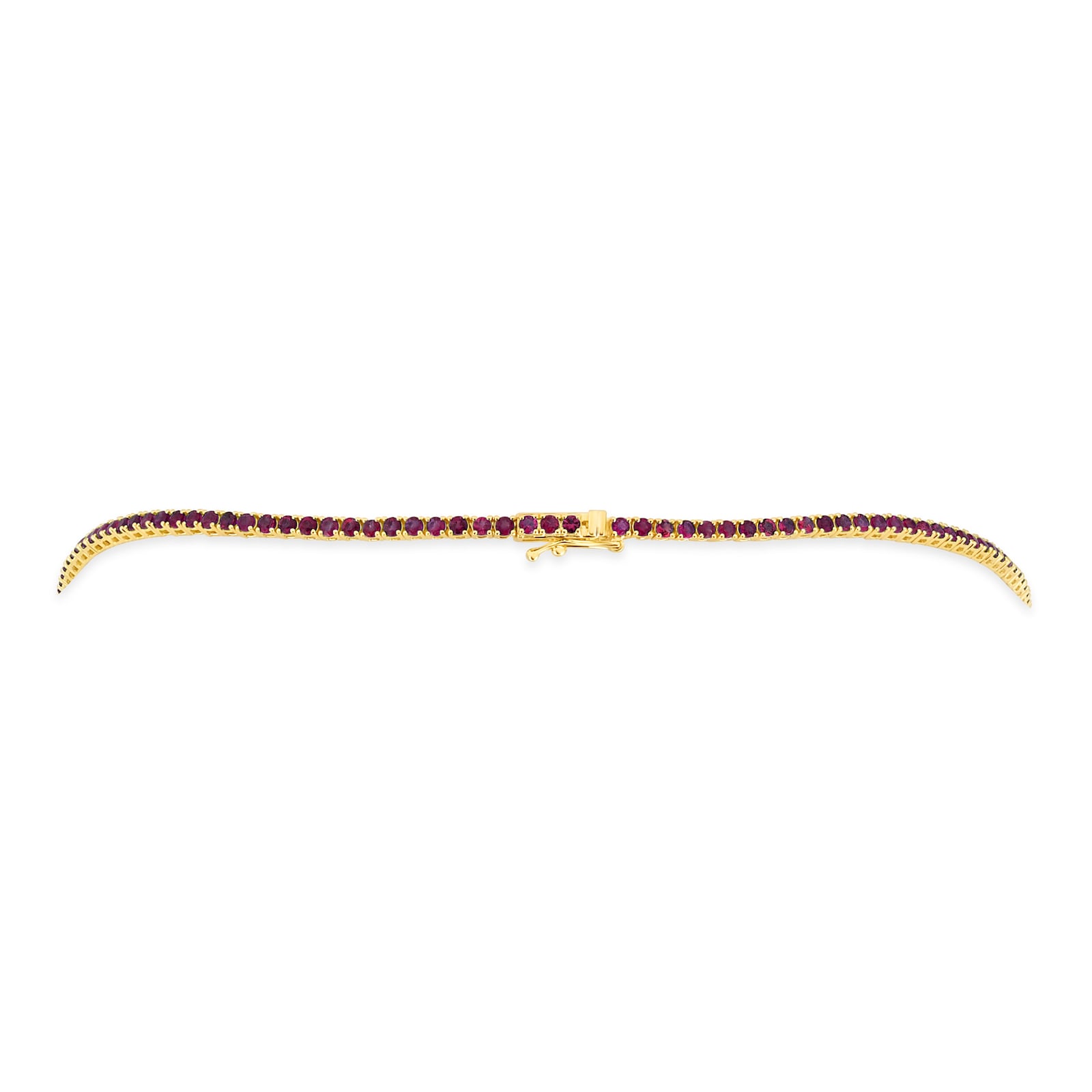 WOS 18K Yellow Gold Ruby Tennis Necklace