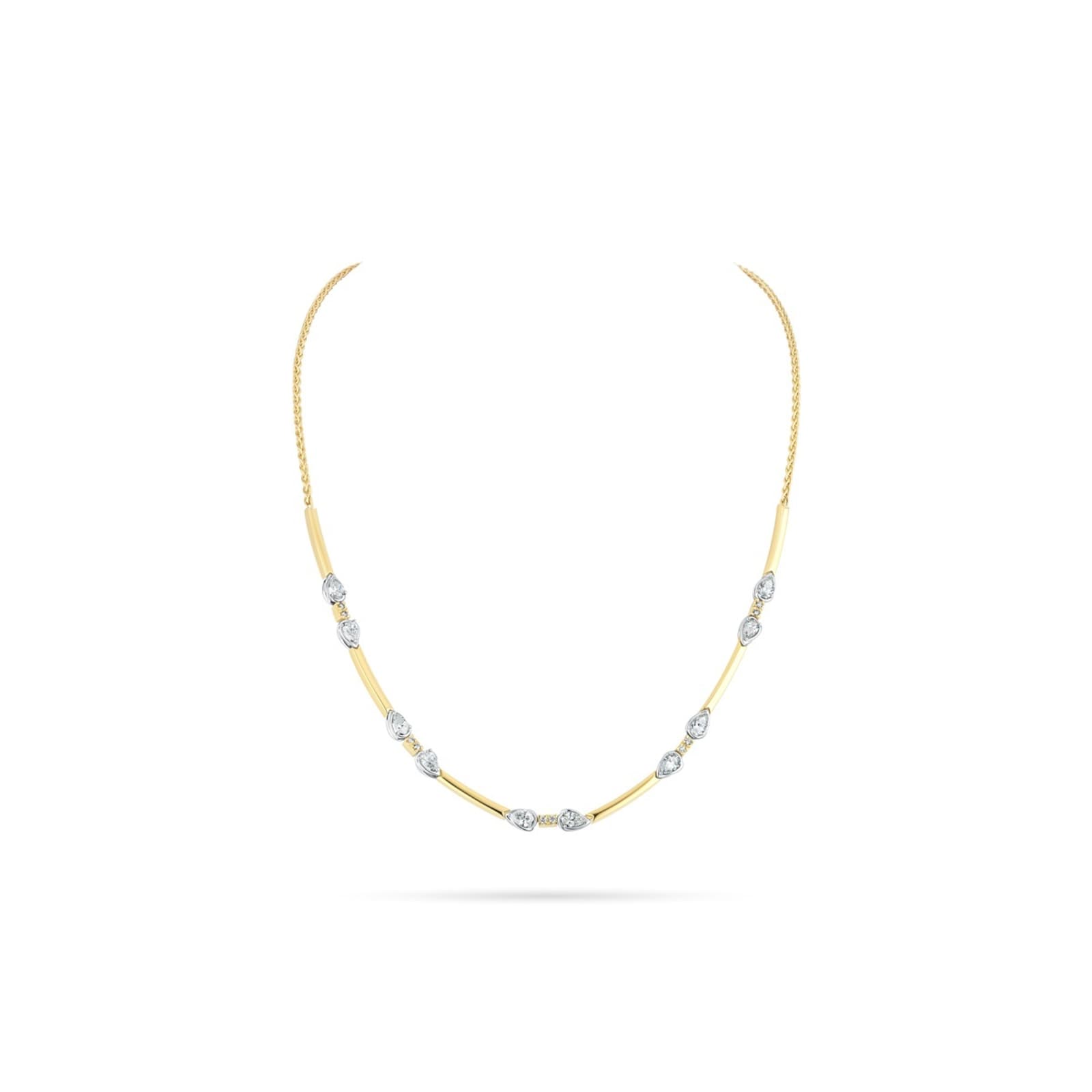 WOS 18K Yellow Gold Pear Shaped Diamond Station Necklace