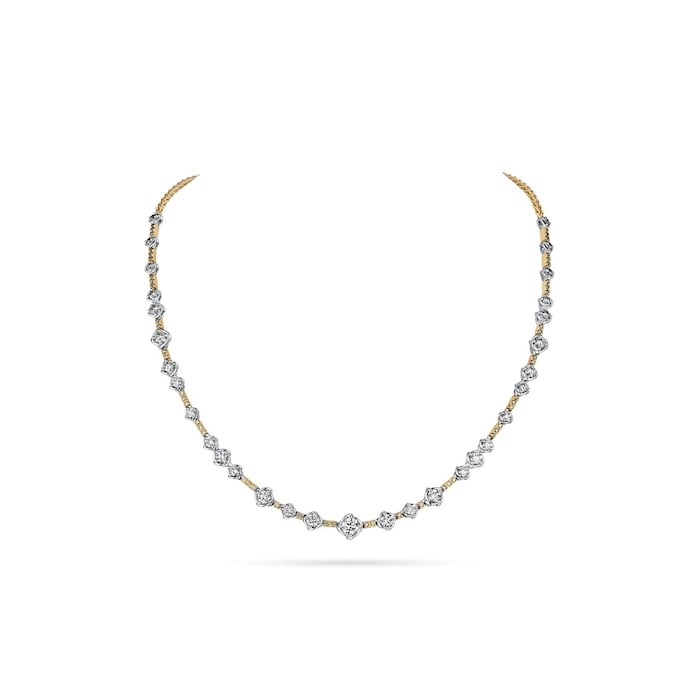 WOS 18K Yellow & White Gold Gold Round Brilliant Cut Diamond Necklace
