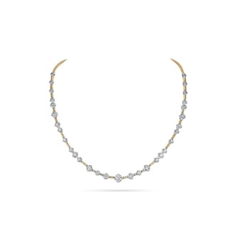 WOS 18K Yellow & White Gold Gold Round Brilliant Cut Diamond Necklace WOS 18K Yellow & White Gold Gold Round Brilliant Cut Diamond Necklace
