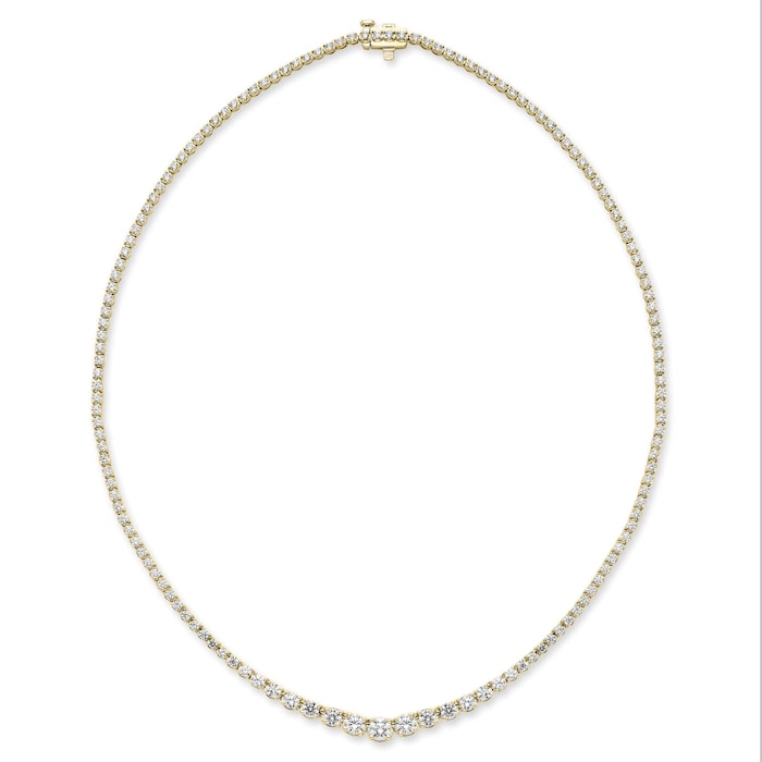 Mayors 18K Yellow Gold 7.00cttw Diamond Graduated Line Necklace